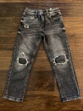 Zara Kids Black Distressed Straight Vintage Denim Collection Jeans